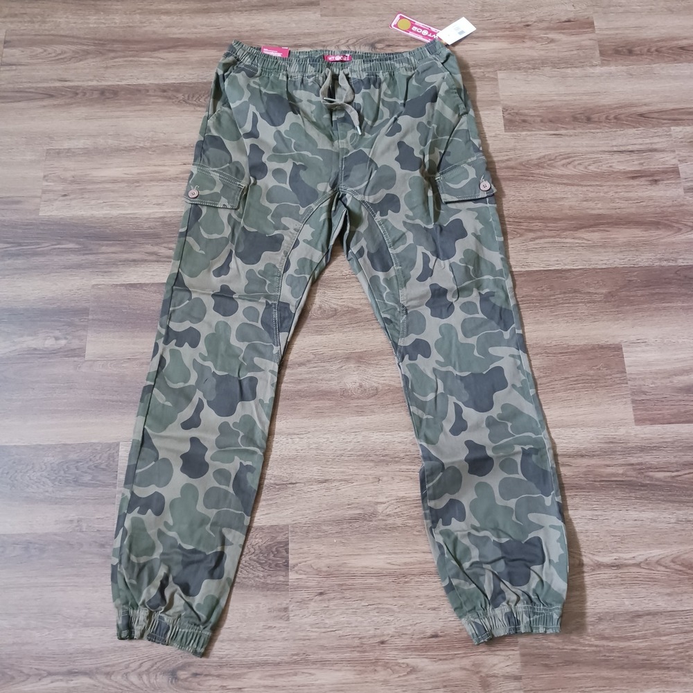 New WT02 Mens Woodland Camo Cargo Jogger Pants Green Brown XXL 14391-3338